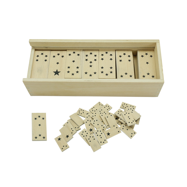 MINI SIZE Travel Set of 28 Dominoes in Wooden Storage Slide Box