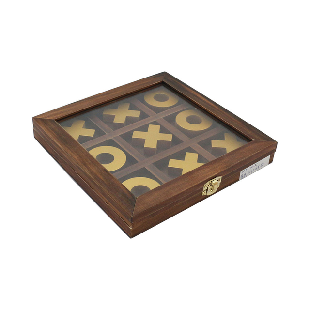 Golden Xs and Os Foldable Travel Set Custom Wooden Board Games XO game Tic Tac Toe Game Set