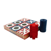 American Flag Themed W ooden Tic Tac Toe Game Set Asterisk-Shaped Travel Board Game Family Party Game Mini XO for Kids and Adults