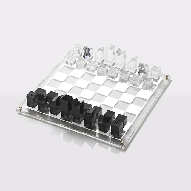 26 Years 9.5" X 9.5" Acrylic Chess Game Board Set Acrylic Pieces Board Game Modern Tabletop Chess Set for Adults & Kids