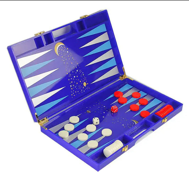 Acrylic Backgammon Set Playing Pieces & Leather Dice Cups