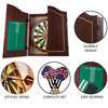 Wooden Dartboard Game Set Bundle with Steel-Tip Darts, Integrated Storage, Dry Erase Scoreboard