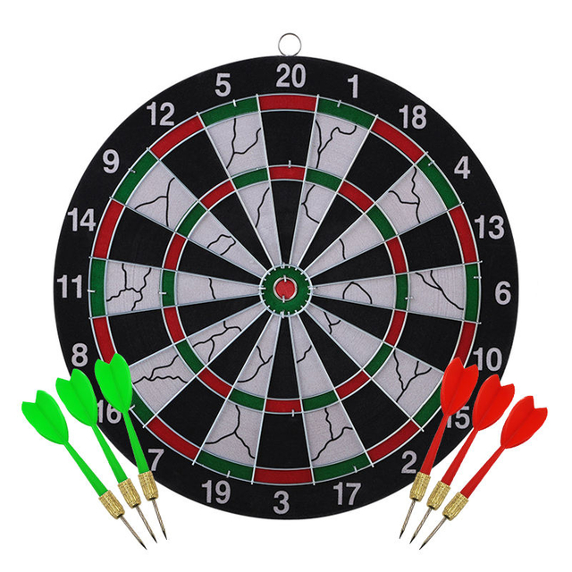 Double Sides Dart Board Set Paper Flocking 12inch 15inch 17inch Classic Style Dartboard with 6pcs Darts for Indoor party game