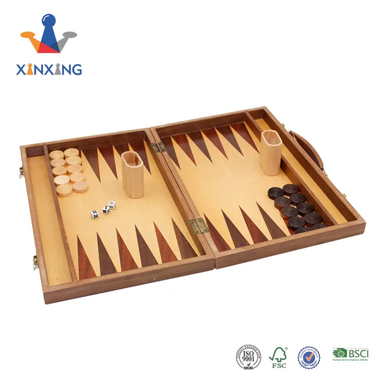  2025 Best selling natural color pine wood educational travel backgammon set