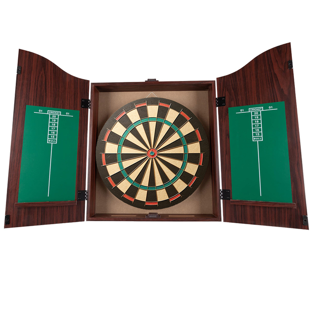 Wooden Bristle Dartboard and Cabinet Sets Features Easy Assembly Dartboard Complete with All Accessories