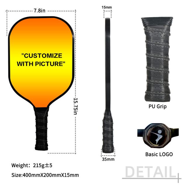 Custom Pattern Manufacturer 4balls Set Pickleball Paddle Racket Lightweight Pickle Balls Honeycomb Core Graphite Glass Fiber