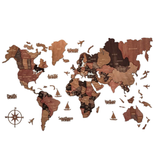 Custom Sizes Available Wooden World Map 3D Wall Map Wall Art Decor for Home And Office