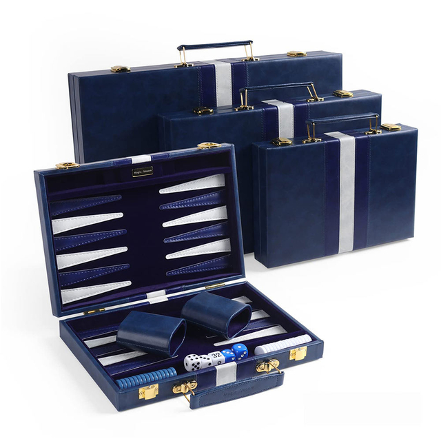 PU Backgammon Sets Classic Board Game with Premium Leather Case Portable Travels Strategy Backgammon Game Set