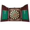 Wooden Dartboard Game Set Bundle with Steel-Tip Darts, Integrated Storage, Dry Erase Scoreboard