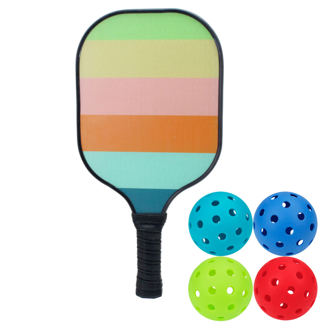 Custom Pattern Manufacturer 4balls Set Pickleball Paddle Racket Lightweight Pickle Balls Honeycomb Core Graphite Glass Fiber