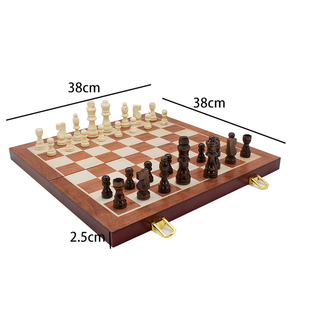 Luxury Travel Chess Set with Classic Metal Pieces And Folding Storage Wooden Chess Board