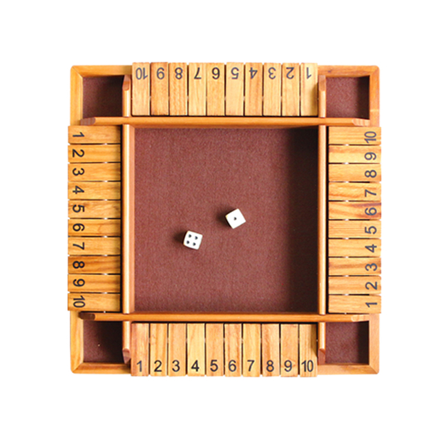 13.4Inches Shut The Box Game for 4 Players Family Dice Game with 10 Numbers Box Nautical Themed Large Wooden Game Board