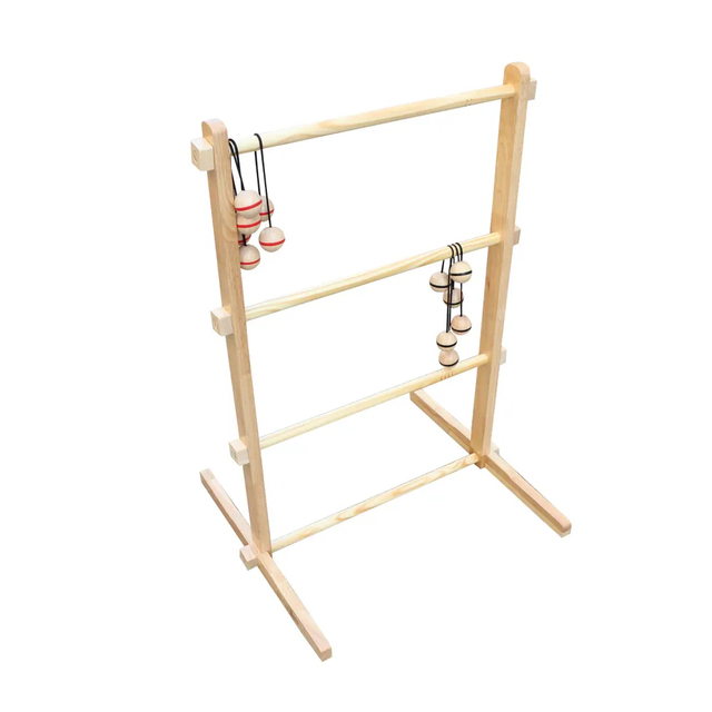 Ladder Ball Wooden Set with 6 Golf Ball Bolas, Ladder Toss Double Lawn Game Indoor/Outdoor Game with Travel Carrying Bag