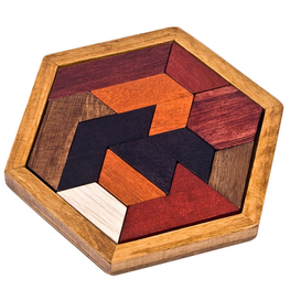 Hexagon Tangram Wooden Puzzle for Children and Adults Challenging Puzzles Wooden Brain Teasers Puzzle Games Family.
