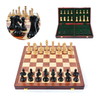 Luxury Travel Chess Set with Classic Metal Pieces and Folding Storage Wooden Chess Board