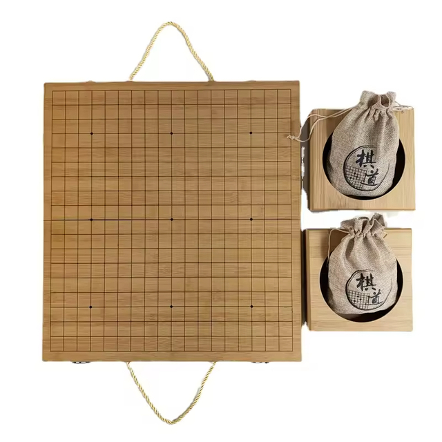 19x19 Go Game SetHigh Grade Gift Box Board with Single Convex Melamine Stones and Bowls Set