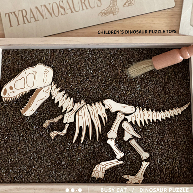 3D wooden puzzle package 6 pieces dinosaur brain teaser puzzle