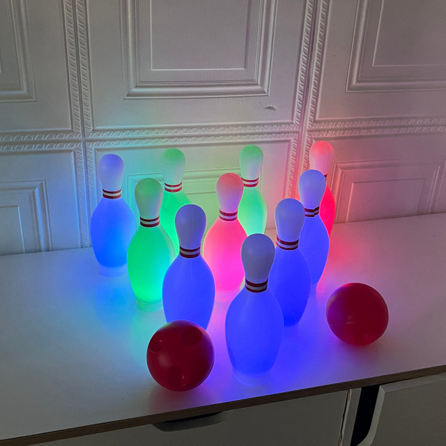 Light up Bowling Ball Toys Set Bowling Pins Toy Game with 10 Pins & 2 Balls Fun Sports Games Indoor Outdoor Boys Girls