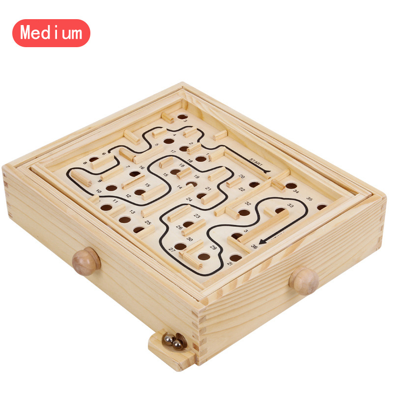 Labyrinth Wooden Maze Game with Two Steel Marbles Puzzle Game for Adults Boys and Girls。