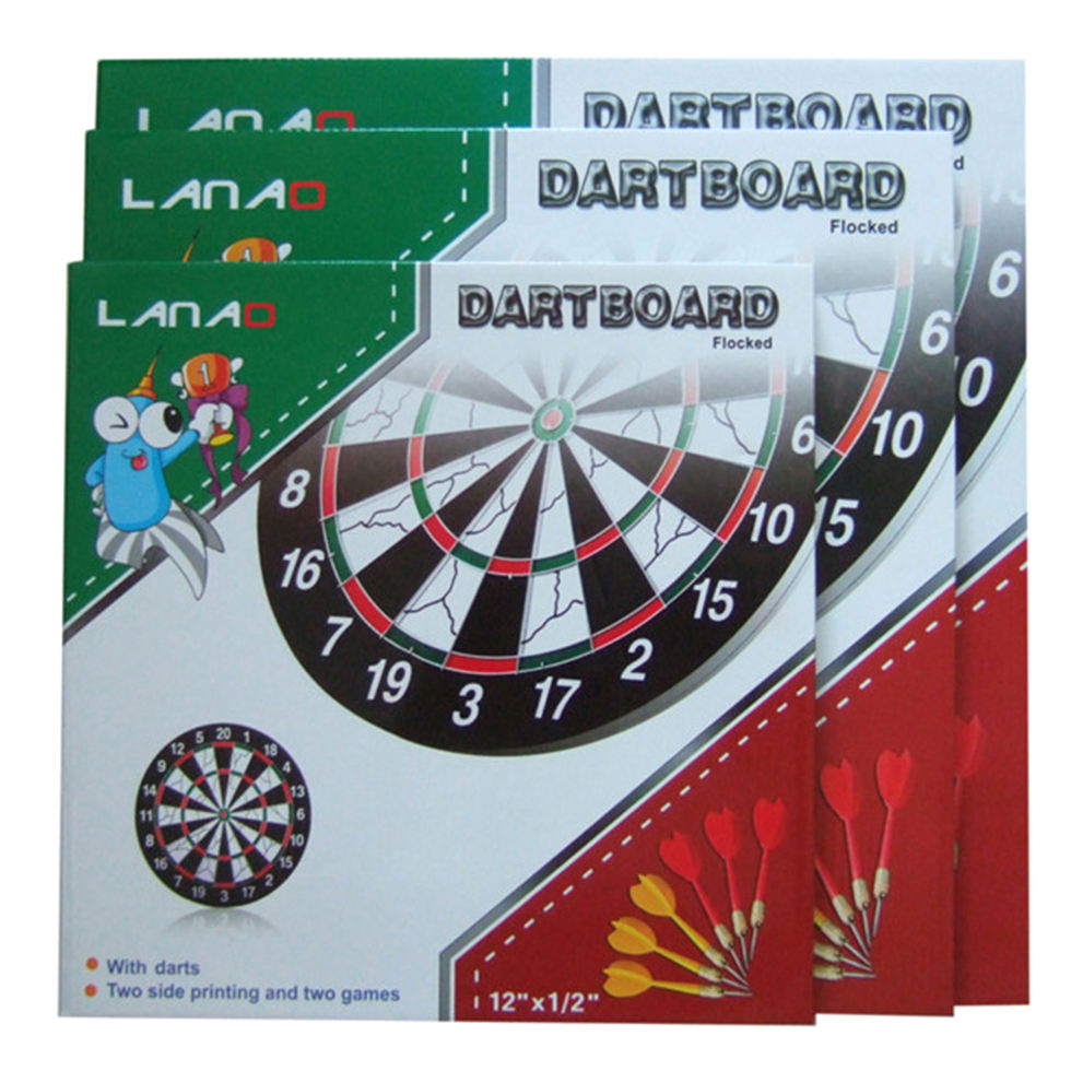 Dart Board Game Set 12" 15" 17" inch Double Sided Usable Dartboard with 6 Steel Tip Darts Excellent Indoor & Outdoor Party Game