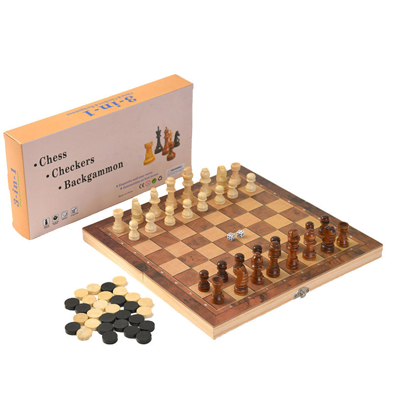 Customizable Magnetic Wooden Chess Game Set Folding Board Chessmen Storage Slots Chess Set Classic Board Game