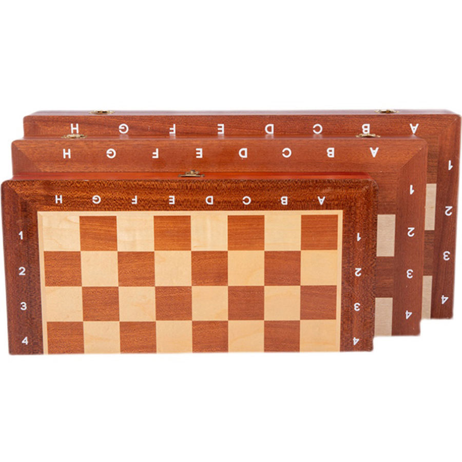 15 inch Wooden Folding Chess Checkers Set 3 inch King Height Staunton Chess Pieces 2 Extra Queens Maple