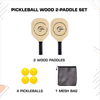 Pickleball Wood 2-Paddle Set - Pickleball Paddle Set Includes 2 Wood Pickleball Paddles, 4 Pickleballs, 1 Mesh Carry Bag, And 1 Quality Box