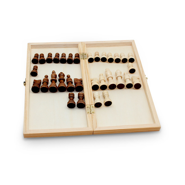 The International Chess Wooden Chess And Checkers Set with Portable Folding