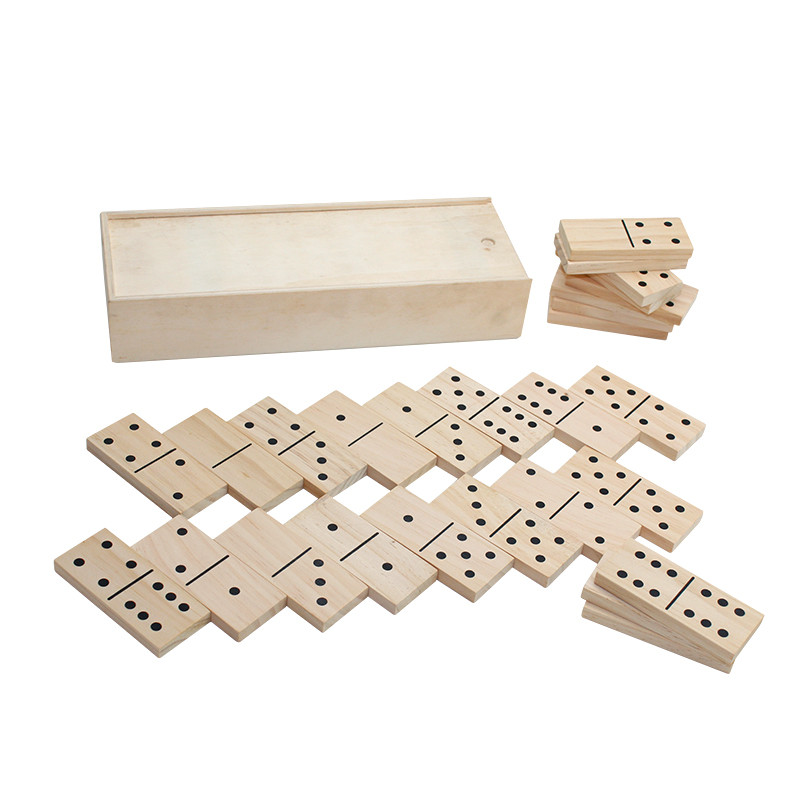 Wooden 28 Domino Kids Childs Box Dominoes Set Toy Traditional Children DM 