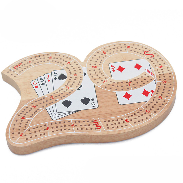 Hot selling Cribbage Children score board game 3- track runway Cribbage wooden board game with plastic pegs