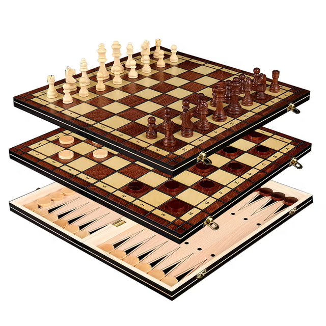 Multiple Sizes Available Luxury Wooden Chess And Backgammon Game Set Foldable Wooden Chess Set Board Game Handmade Portable.