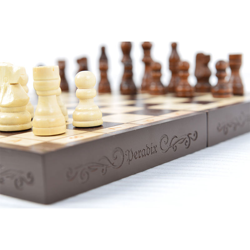 Wholesale customized wooden chess &checker set folded board game with customized logo