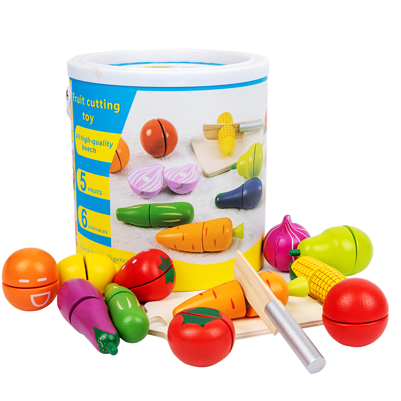Wooden Fruit Vegetable Food Cutting Toy Kids Kitchen Set Pretend Play Plastic Fruit and Vegetable