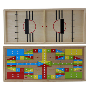  Wooden 2 in 1 Game Board Sling Puck Flying Chess Game Carpet Airplane Flight Chess Family Party Game Toy