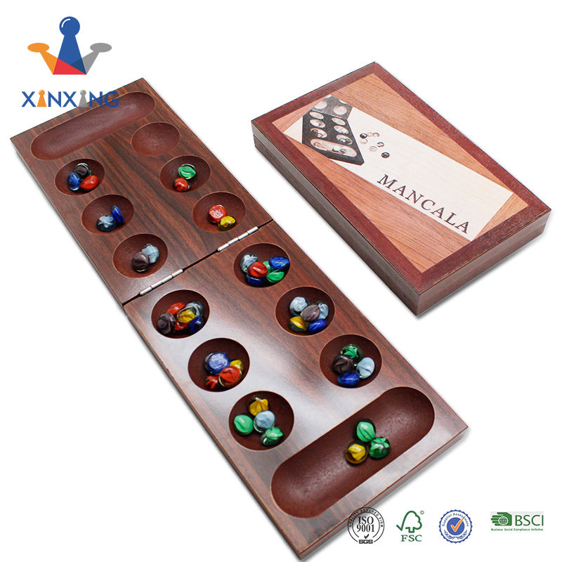 Wood Folding Mancala Board Game - 17.5 Inch Set