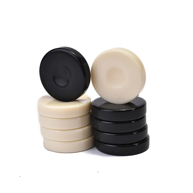 Custom High Quality Cardboard Box 3.2cm Black And Ivory Backgammon pieces Checkers Chips Set Backgammon Checkers.