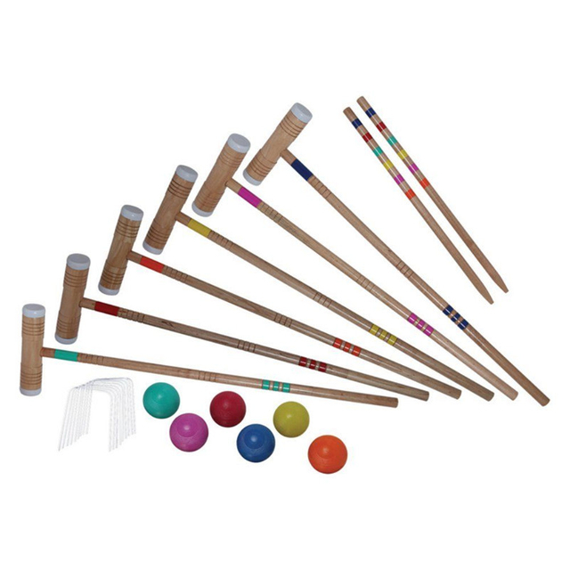 Wooden Deluxe Croquet Game Set - 6 Player - with Wooden Stand