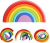 Rainbow Stacker - Wooden Rainbow Stacking Toy Pack of 12. Rainbow Blocks for Kids, Large Size Stacking Blocks with 7 Vibrant Colors