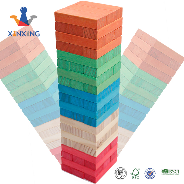Wooden Building Blocks Set for Kids - Stacker Stacking Game Construction Toys Set Preschool Colorful Learning Educational Toys
