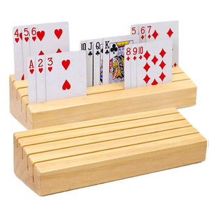 Customizable Size Anticorrosion Pine Wood Playing Card Holder Card Holder Portable Name Card Holder Stand