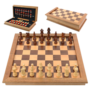 18 inches Large wooden Deluxe Chess Retro Chess Adult Set Board Game Portable Wooden Box Storage Folding Chess Set
