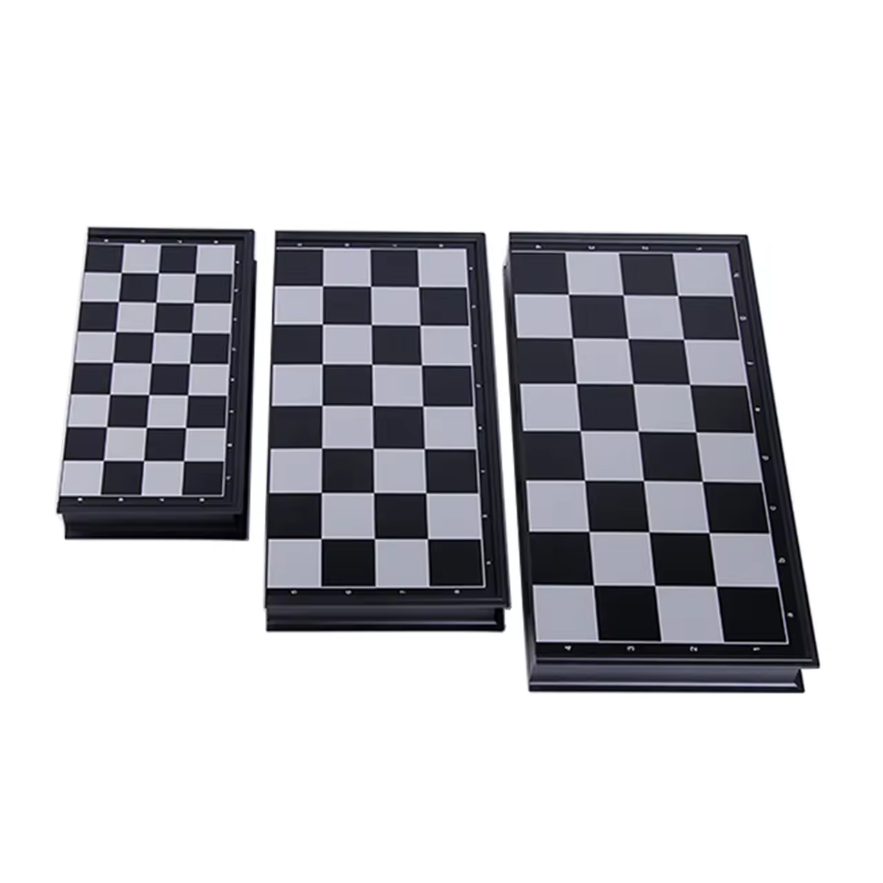 9.7"/12.6"/14" Magnetic Chess set with Folding Board Travel for Children and Adults Plastic Chess Case Glod and Silver Colored