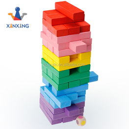  48pcs 54pcs Colorful Wooden Tumbling Tower Game Set Number Print Tumble Tower with Dice and Penalty Cards for Tabletop Fun