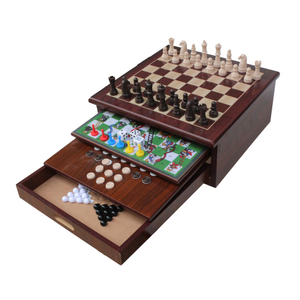  10 in 1 Board Game Set Travel-Friendly Family Games Backgammon Chinese Checkers Snakes and Ladders and More.