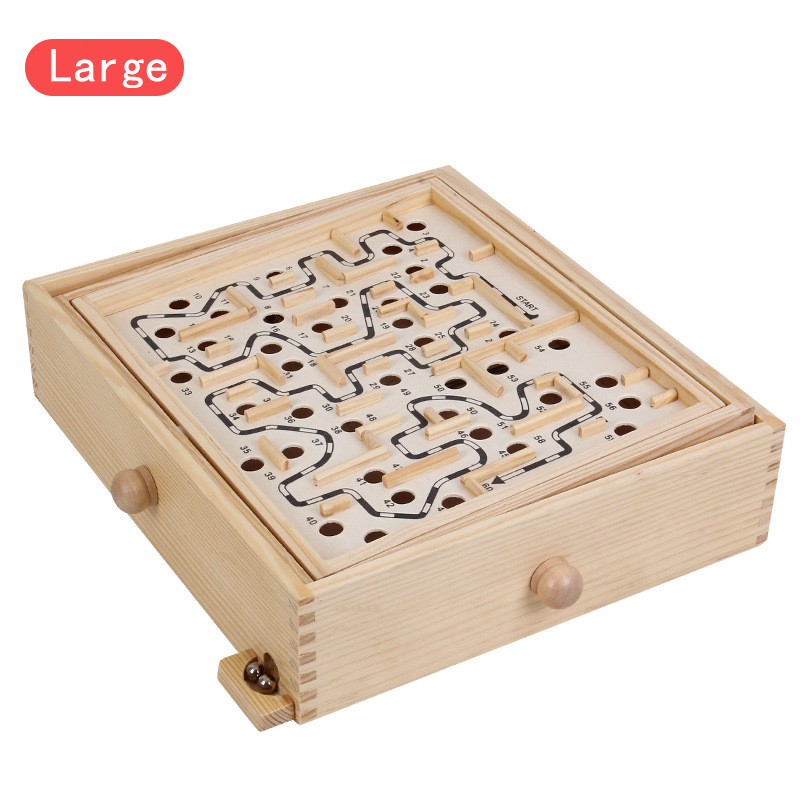 Labyrinth Wooden Maze Game with Two Steel Marbles Puzzle Game for Adults Boys and Girls。