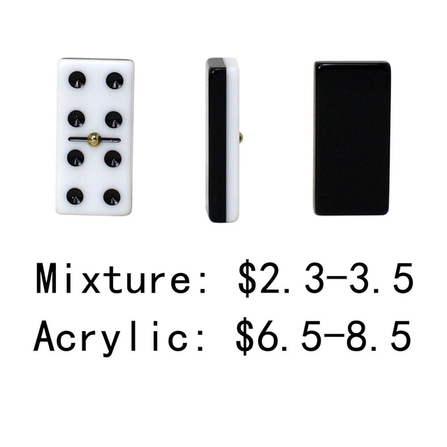 Acrylic and Mixture Deluxe Dominoes Double six Professional Dominos with Wooden Storage Case Classic Black and White Tiles
