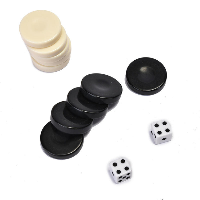 Custom High Quality Cardboard Box 3.2cm Black And Ivory Backgammon pieces Checkers Chips Set Backgammon Checkers