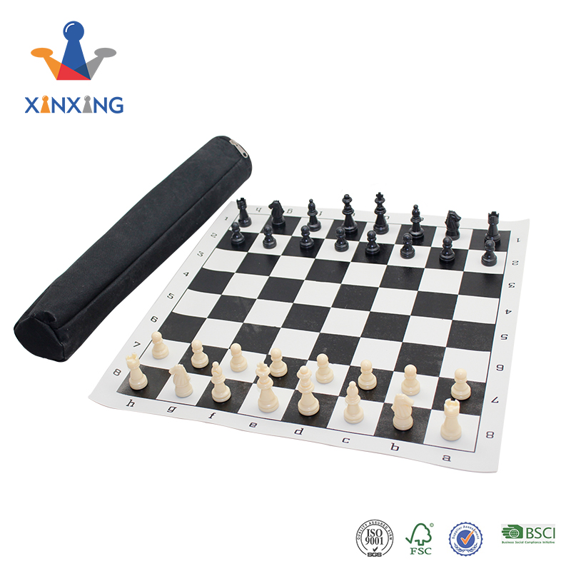 International Chess Tournament Travel Vinyl Chess set with quality plastic pieces