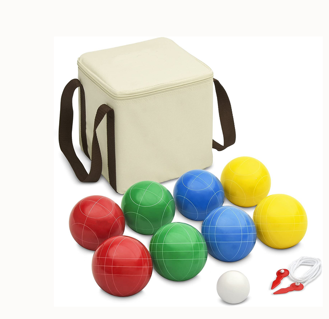 Resin Bocce Ball Set Outdoor Backyard Family Games for Adults or Kids Complete with Bocce Balls