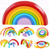 Rainbow Stacker - Wooden Rainbow Stacking Toy Pack of 12. Rainbow Blocks for Kids, Large Size Stacking Blocks with 7 Vibrant Colors